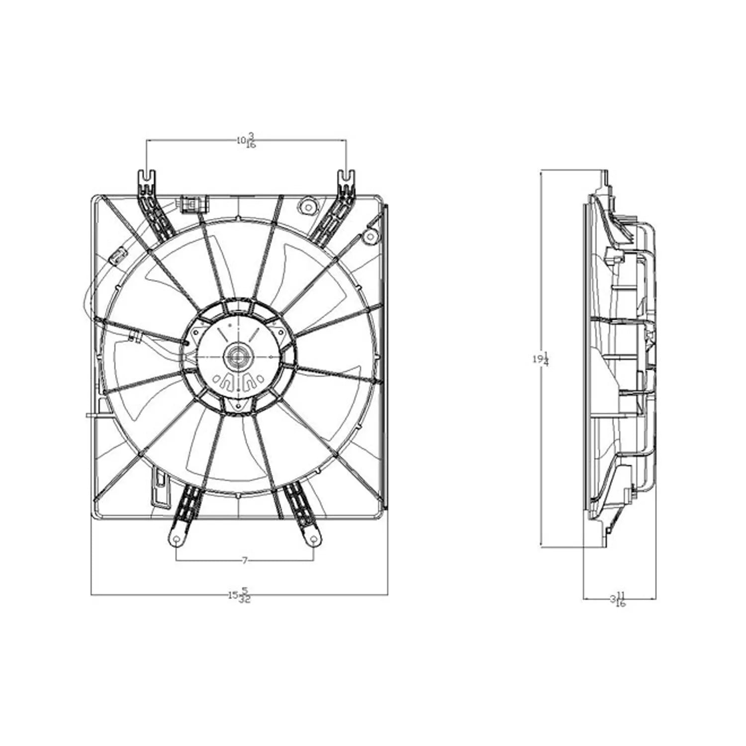 Radiator cooling fan assy 2007 - 2008 ACURA TL AC3115113 19015RDAA01