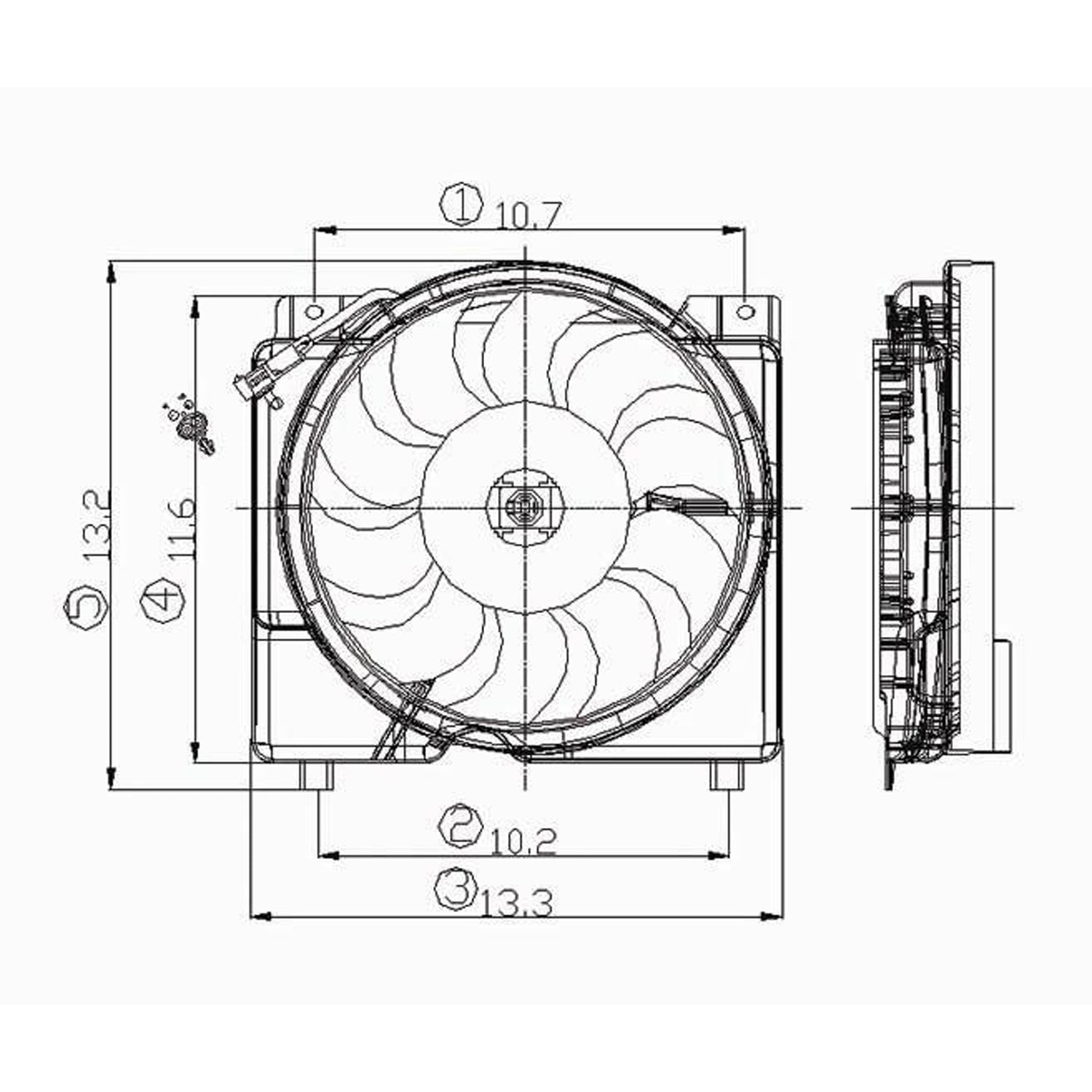 Radiator cooling fan assy 1995 - 1996 JEEP CHEROKEE CH3115127 52079444AB
