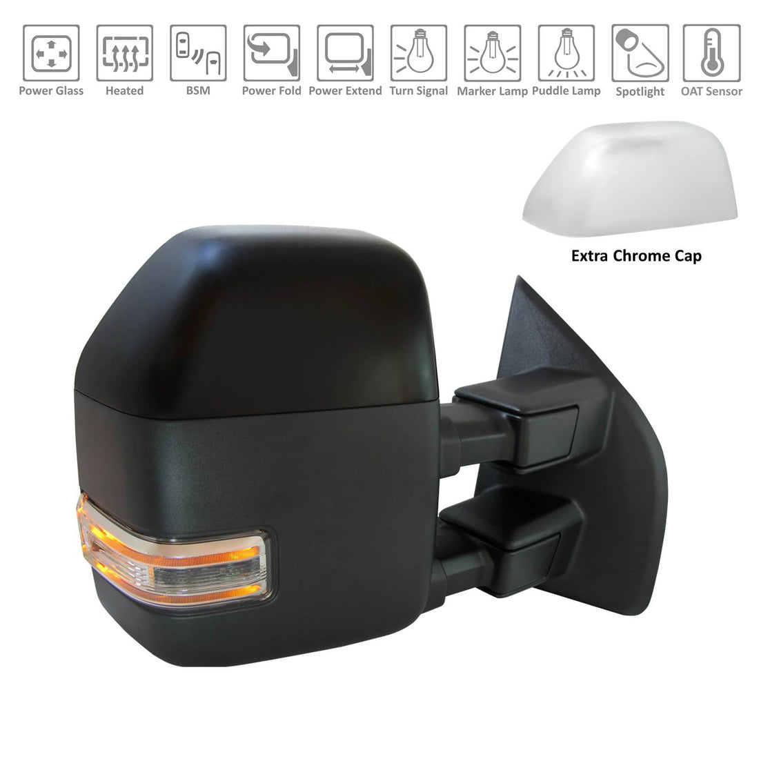 Right Side Mirror outside rear view 2017 - 2022 FORD F-250 SUPER DUTY FO1321612 HC3Z17682AB-PFM