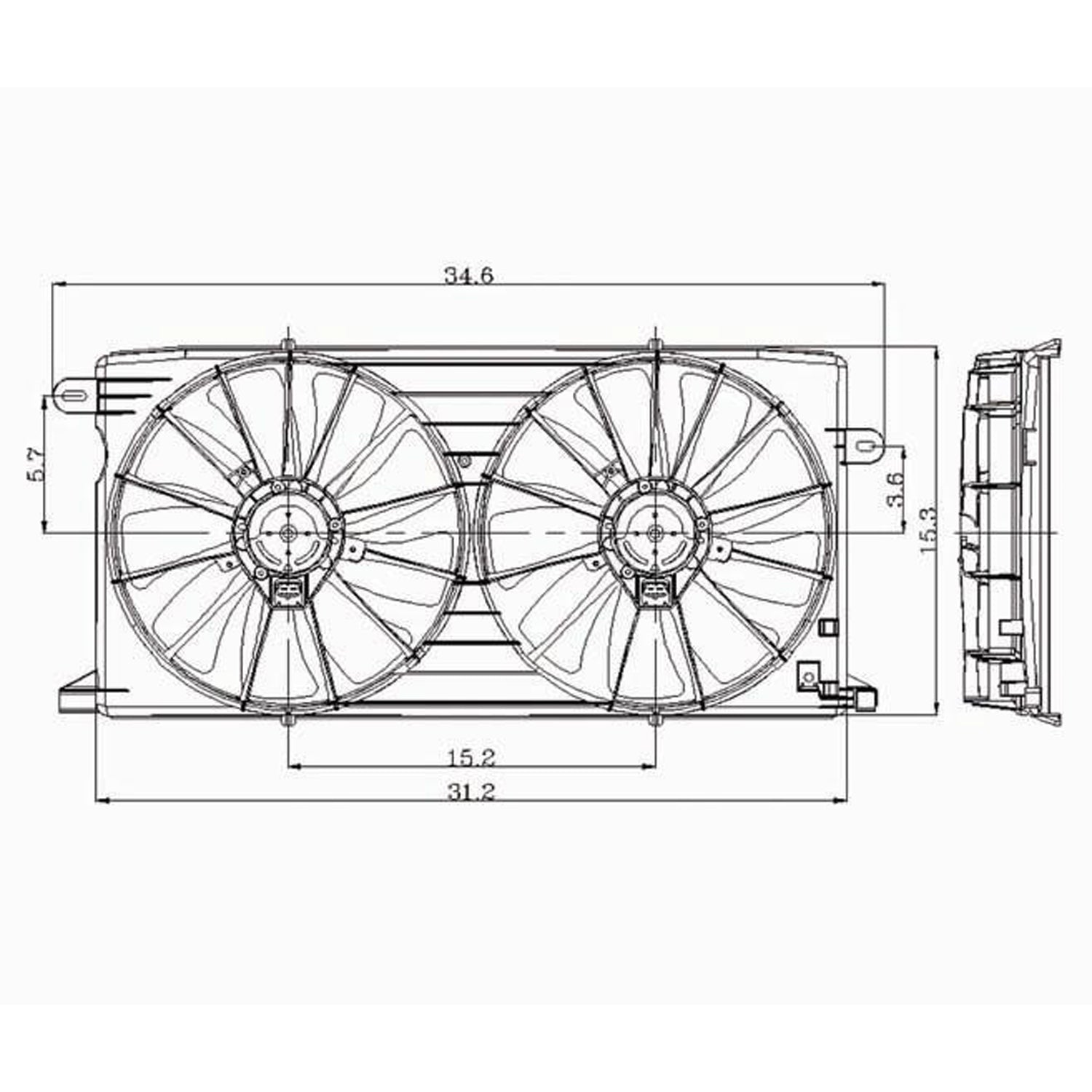 Radiator cooling fan assy 2000 - 2004 BUICK LESABRE GM3115119 GM3115119