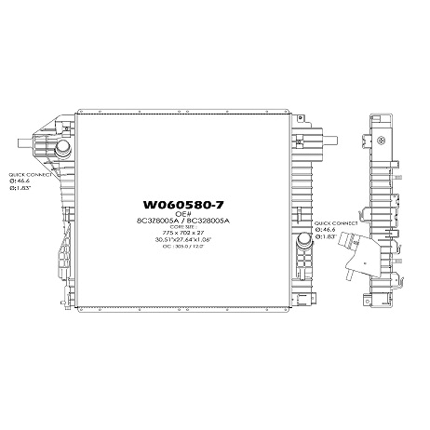 Radiator assembly 2011 - 2016 FORD F-250 SUPER DUTY RAD13231 BC3Z8005H