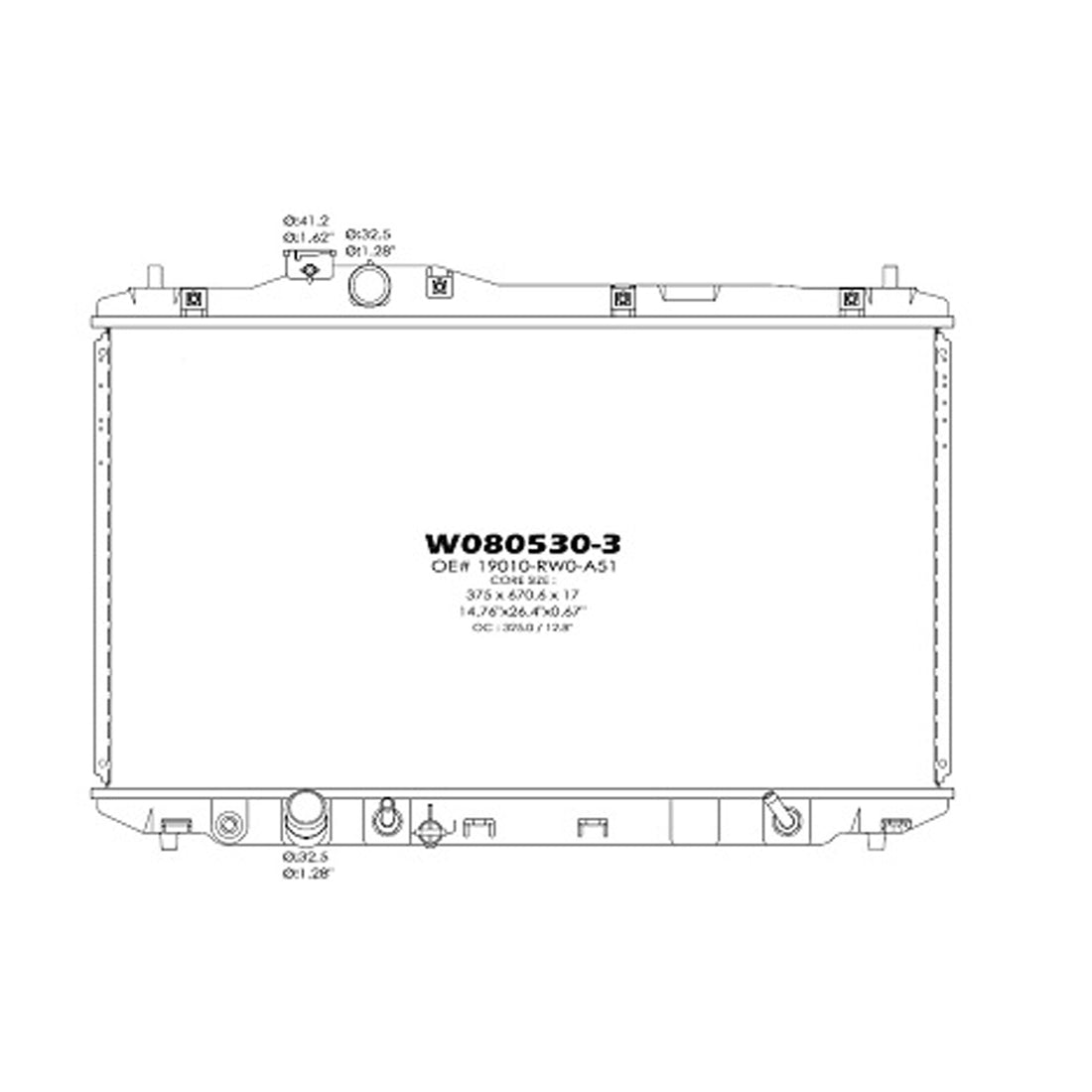 Radiator assembly 2013 - 2013 ACURA ILX RAD13257 19010RW0A51