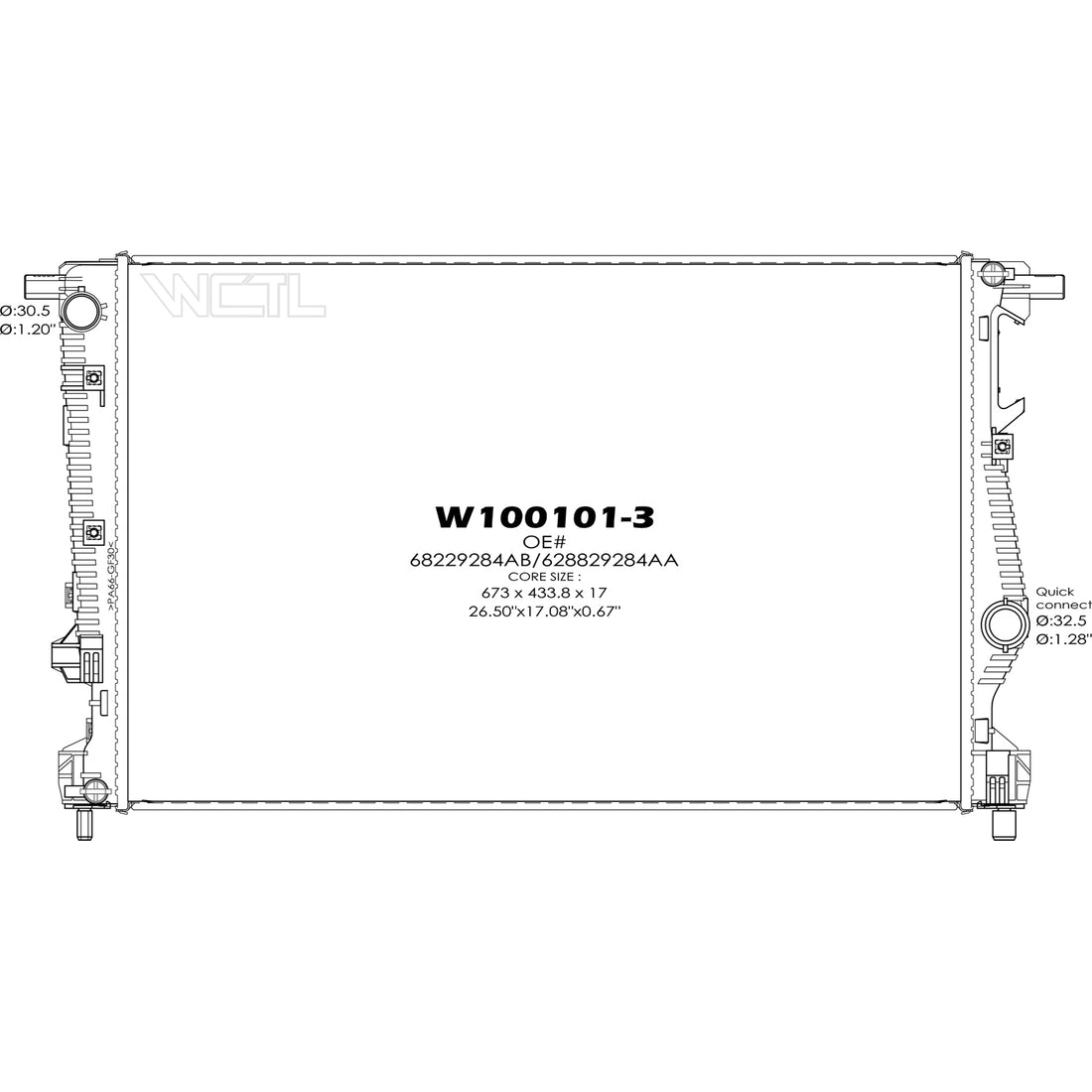 Radiator assembly 2014 - 2014 JEEP CHEROKEE RAD13400 68229284AB