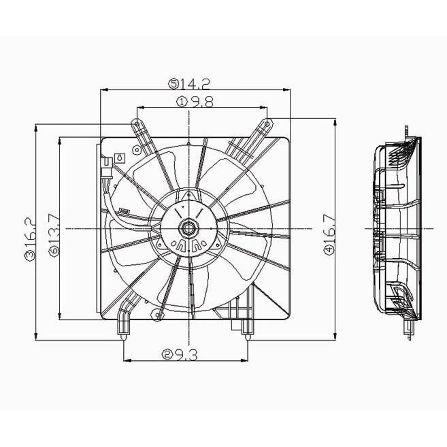 Radiator cooling fan assy 2002 - 2005 ACURA RSX  AC3115103 AC3115103