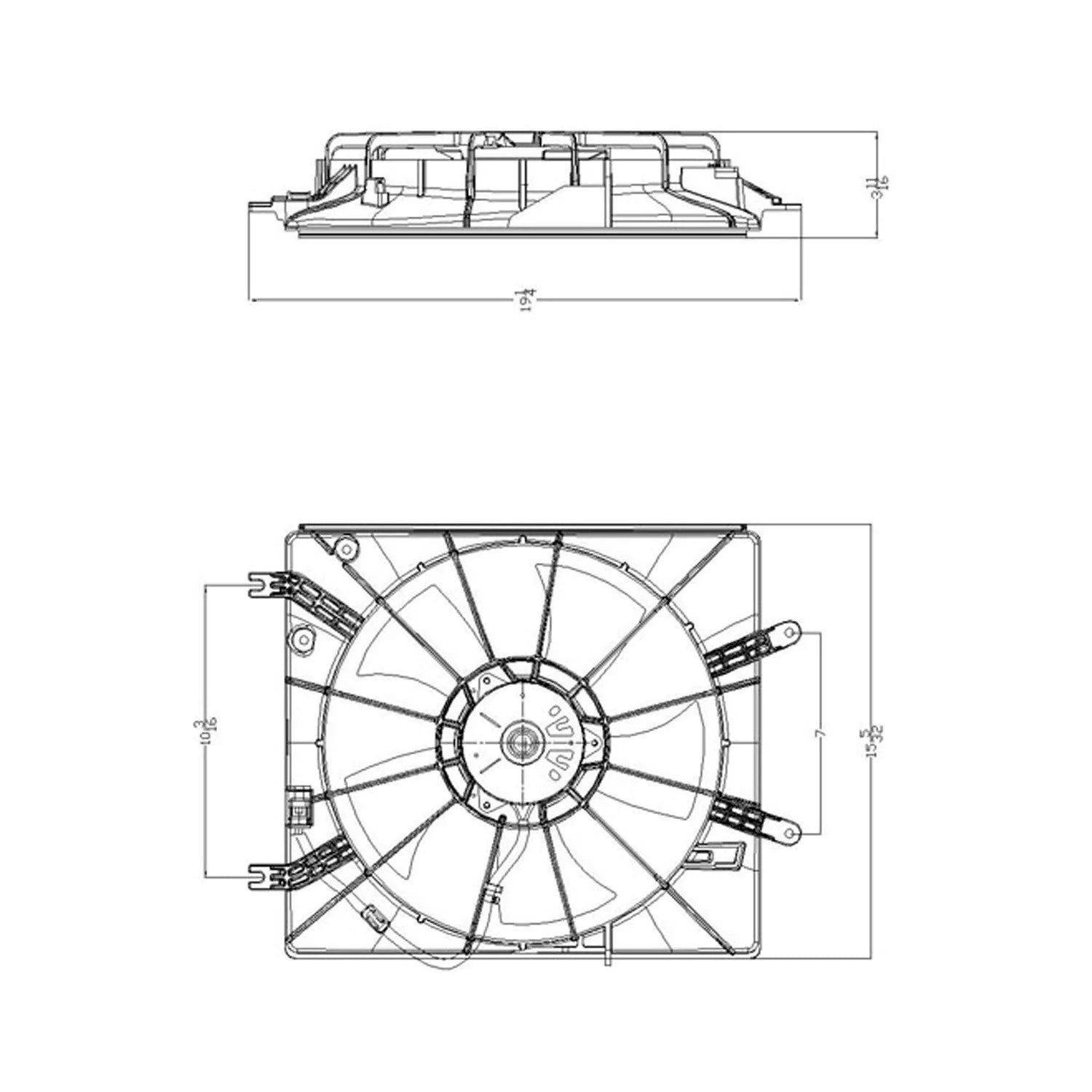 Conjunto de ventilador de refrigeración del radiador 2007 - 2008 ACURA TL AC3115113 19015RDAA01-PFM