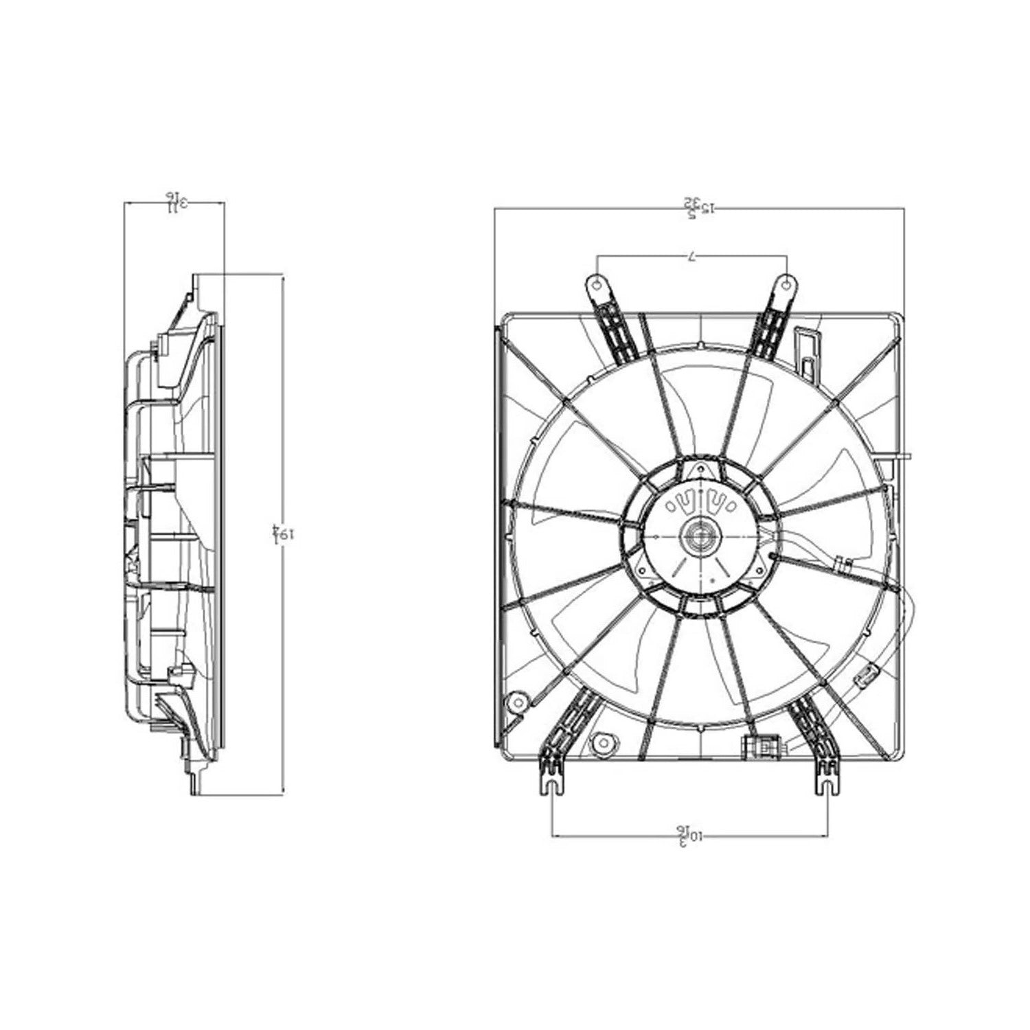 Conjunto de ventilador de refrigeración del radiador 2007 - 2008 ACURA TL AC3115113 19015RDAA01-PFM