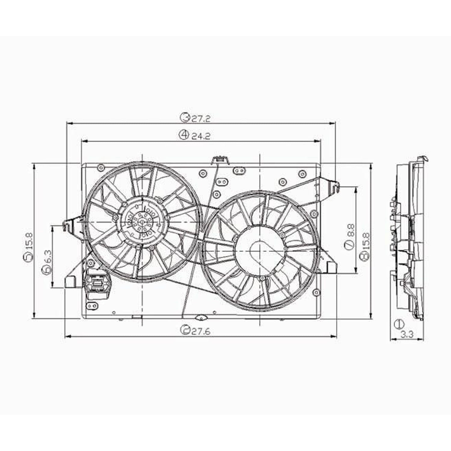 Radiator cooling fan assy 1999 - 2000 FORD CONTOUR  FO3115115 F8RZ8C607GE