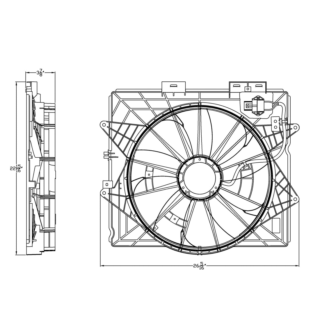 Radiator cooling fan assy 2011 - 2015 CADILLAC CTS  GM3115253 20914377-PFM