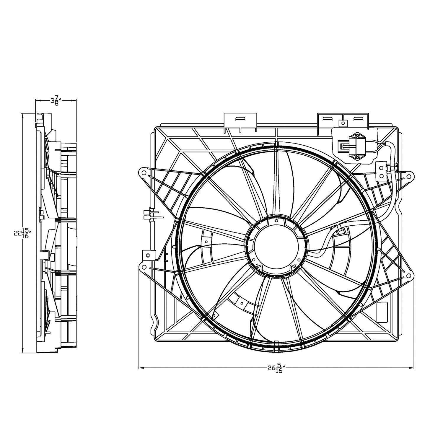 Radiator cooling fan assy 2011 - 2015 CADILLAC CTS  GM3115253 20914377-PFM