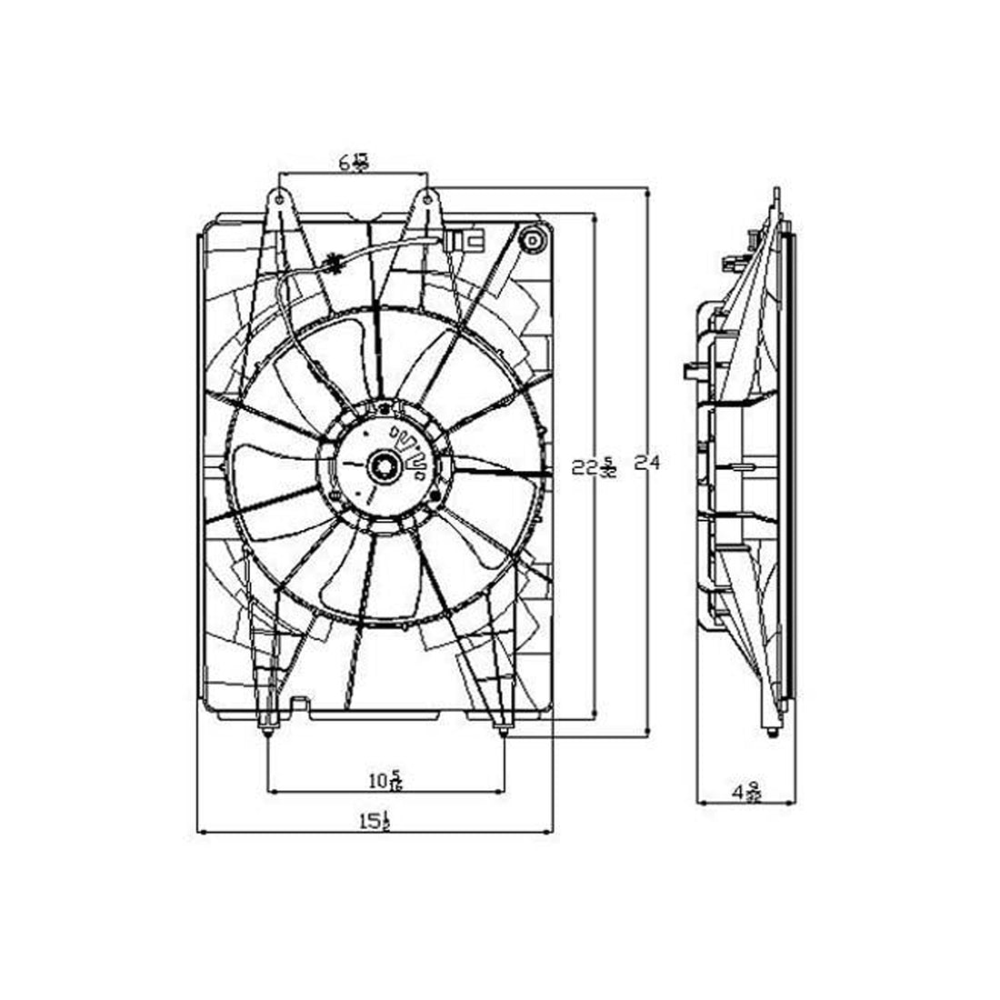 Radiator cooling fan assy 2006 - 2008 HONDA RIDGELINE  HO3115140 19015RJEA01-PFM