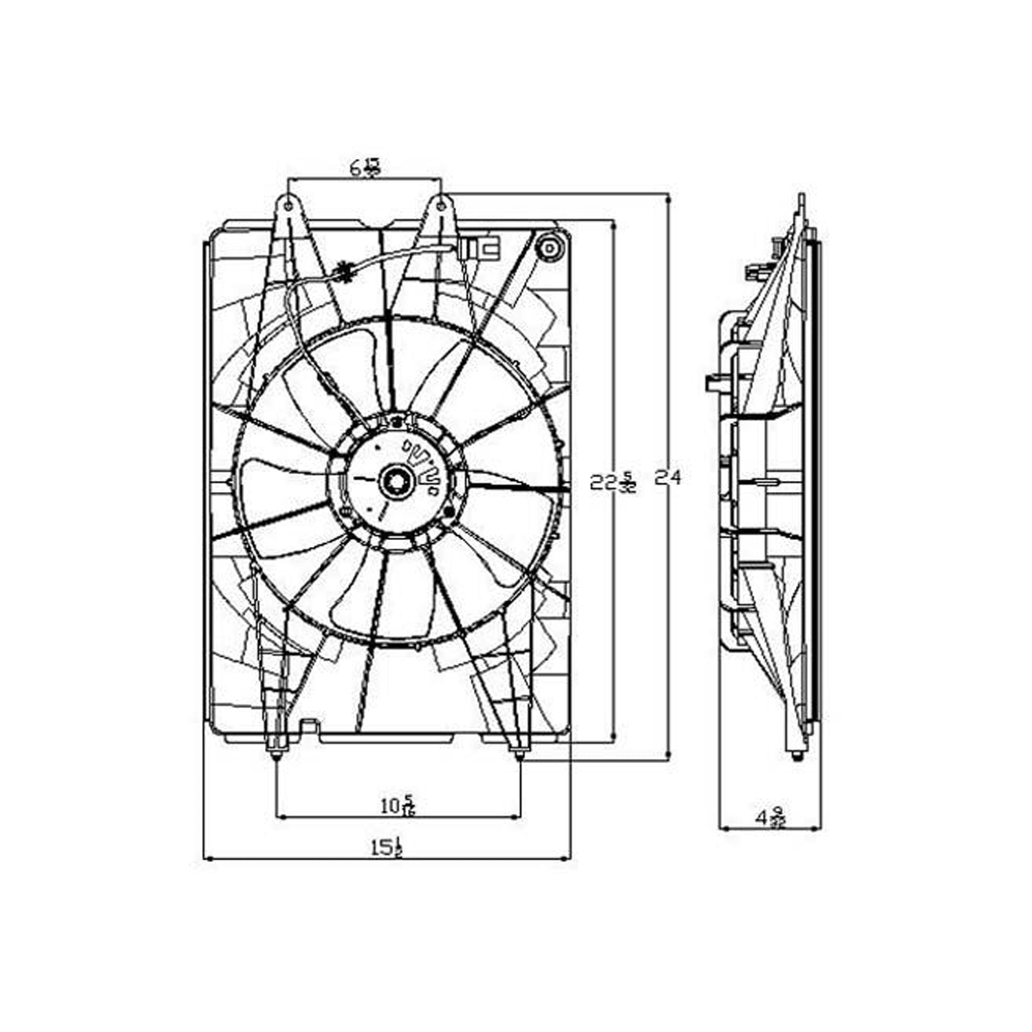 Radiator cooling fan assy 2006 - 2008 HONDA RIDGELINE  HO3115140 19015RJEA01-PFM