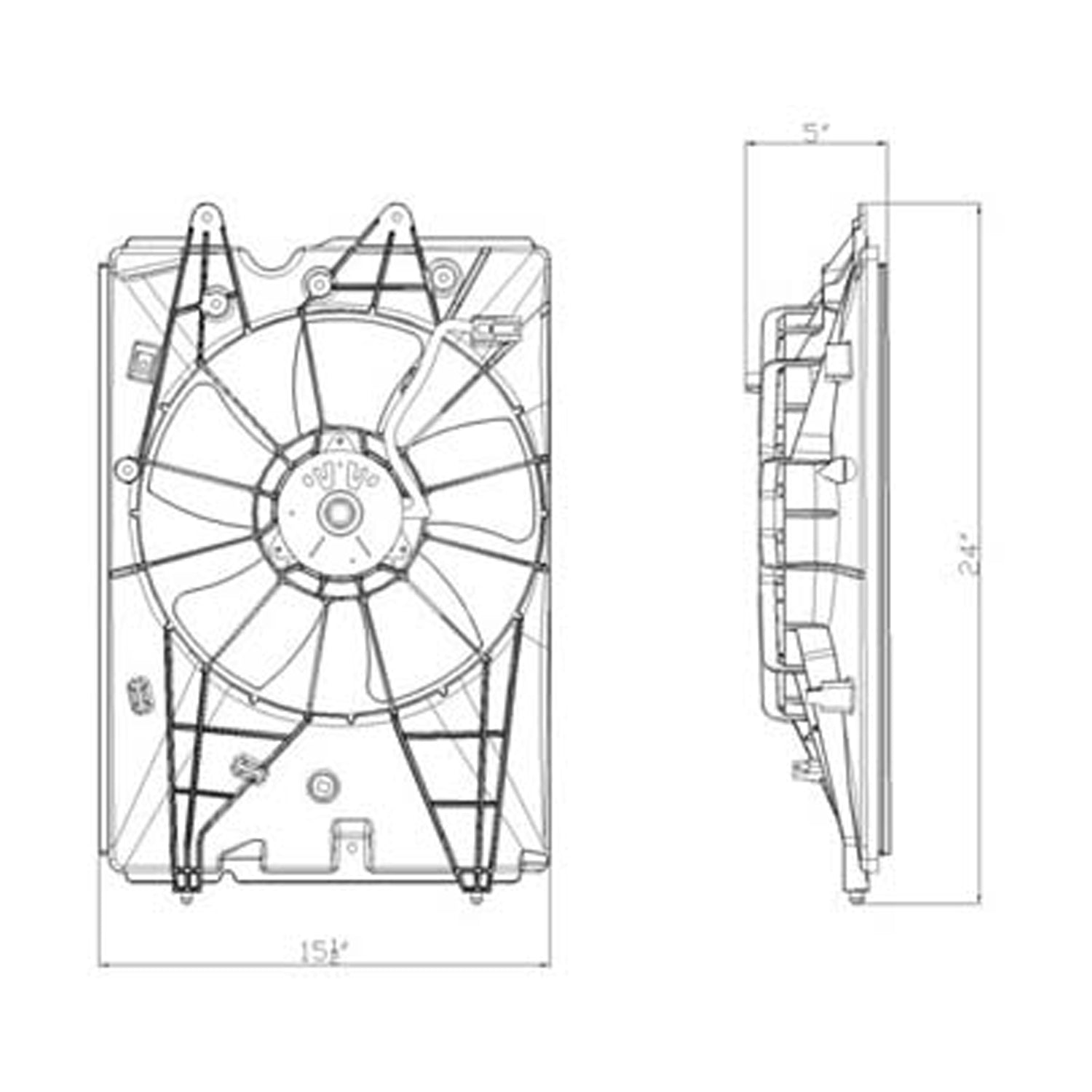 Radiator cooling fan assy 2009 - 2015 HONDA PILOT  HO3115149 19030RN0A51-PFM