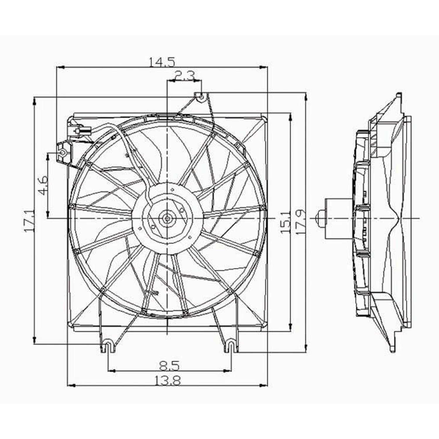 Radiator cooling fan assy 1996 - 2000 HYUNDAI ELANTRA  HY3115102 HY3115102