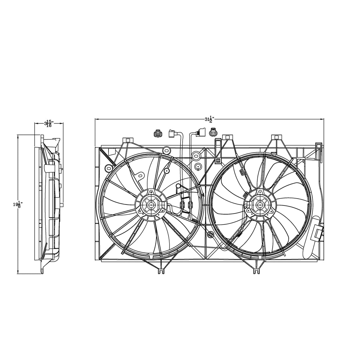 Radiator cooling fan assy 2013 - 2018 LEXUS ES350  LX3115129 1671131540-PFM