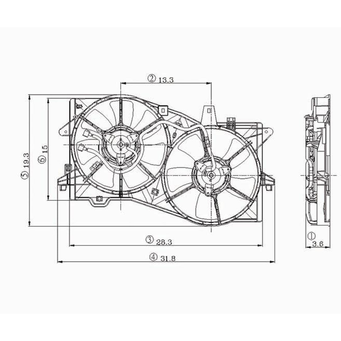 Radiator cooling fan assy 2002 - 2005 MAZDA MPV  MA3115131 AJ5115025A