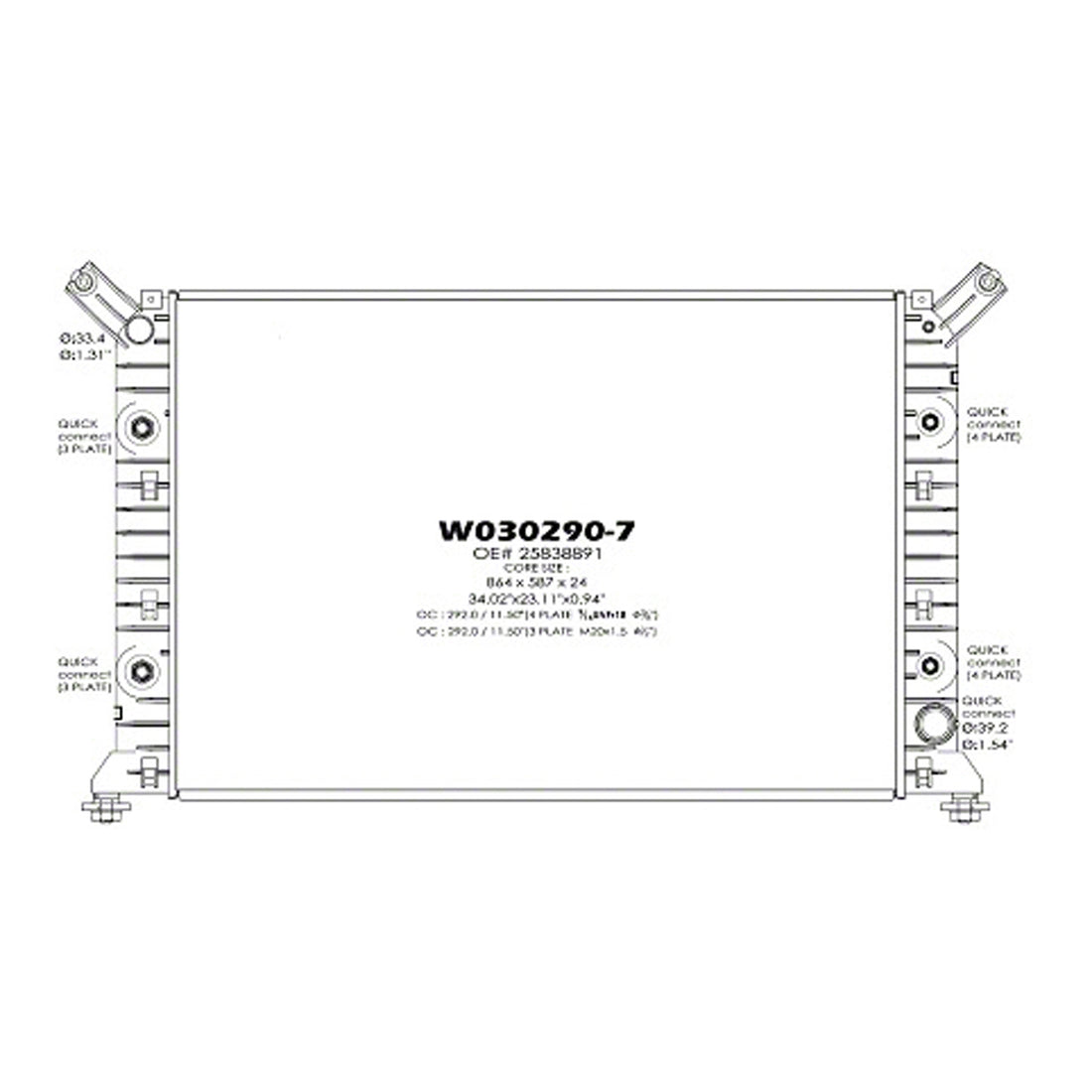 Radiator assembly 2011 - 2019 CHEVROLET SILVERADO 2500 HD  RAD13301 84179524