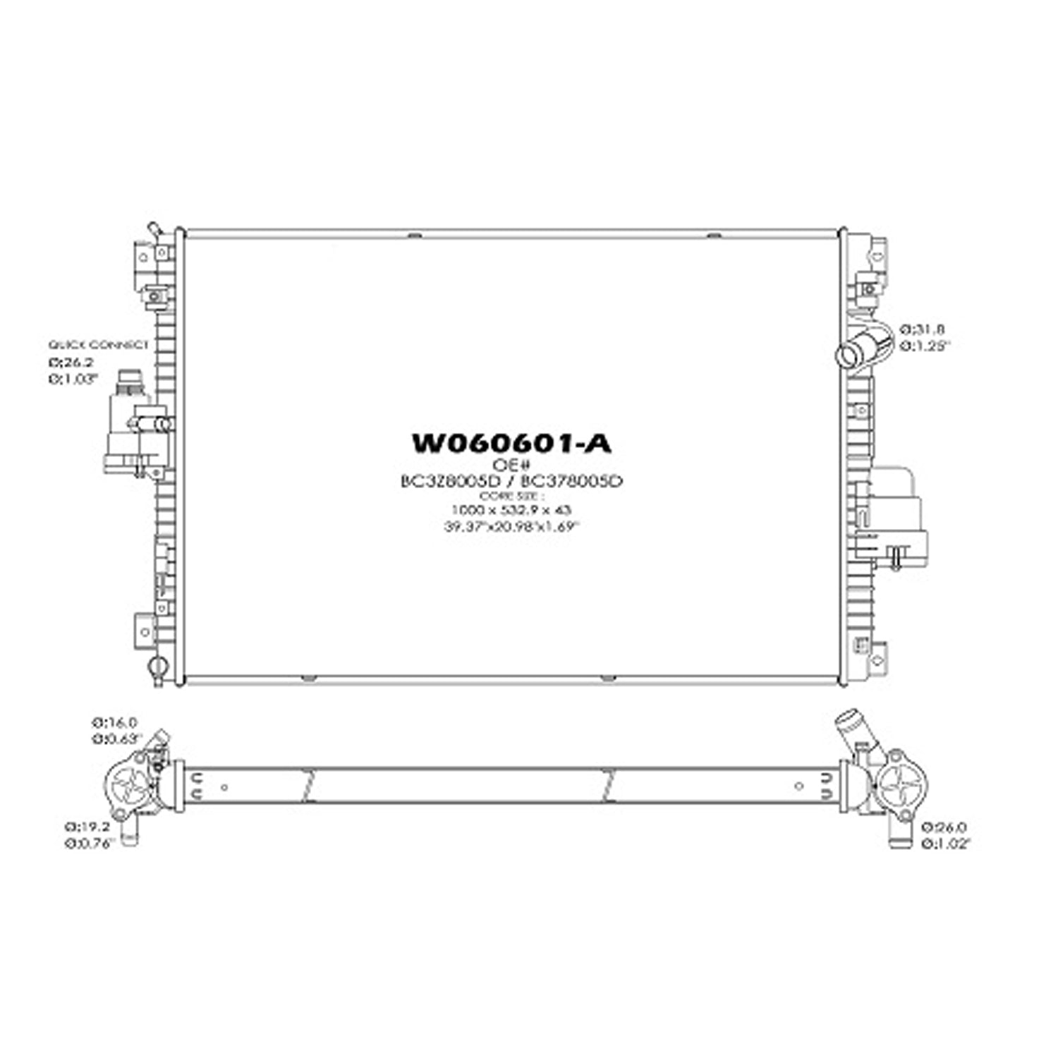 Radiator assembly 2011 - 2016 FORD F-250 SUPER DUTY  RAD13339 BC3Z8005M