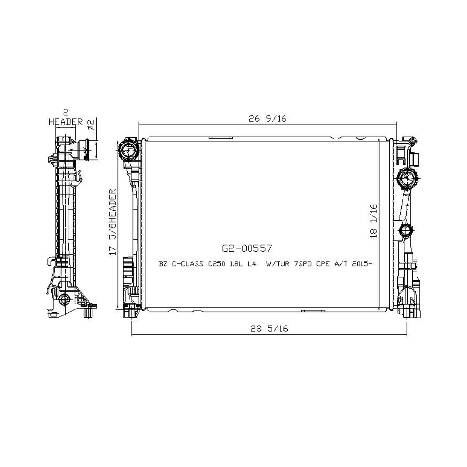 Radiator assembly 2012 - 2014 MERCEDES-BENZ C250  RAD13376 0995006203