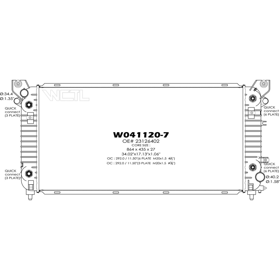 Radiator assembly 2014 - 2015 CHEVROLET SILVERADO 1500  RAD13398 84207656